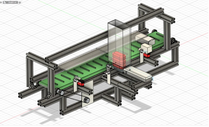 CAD model of the soap packing machine conveyor system